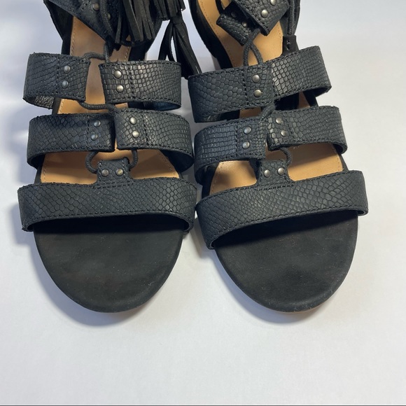 UGG Yasmin snake print wedge sandals tassel black size 7 - Picture 9 of 16